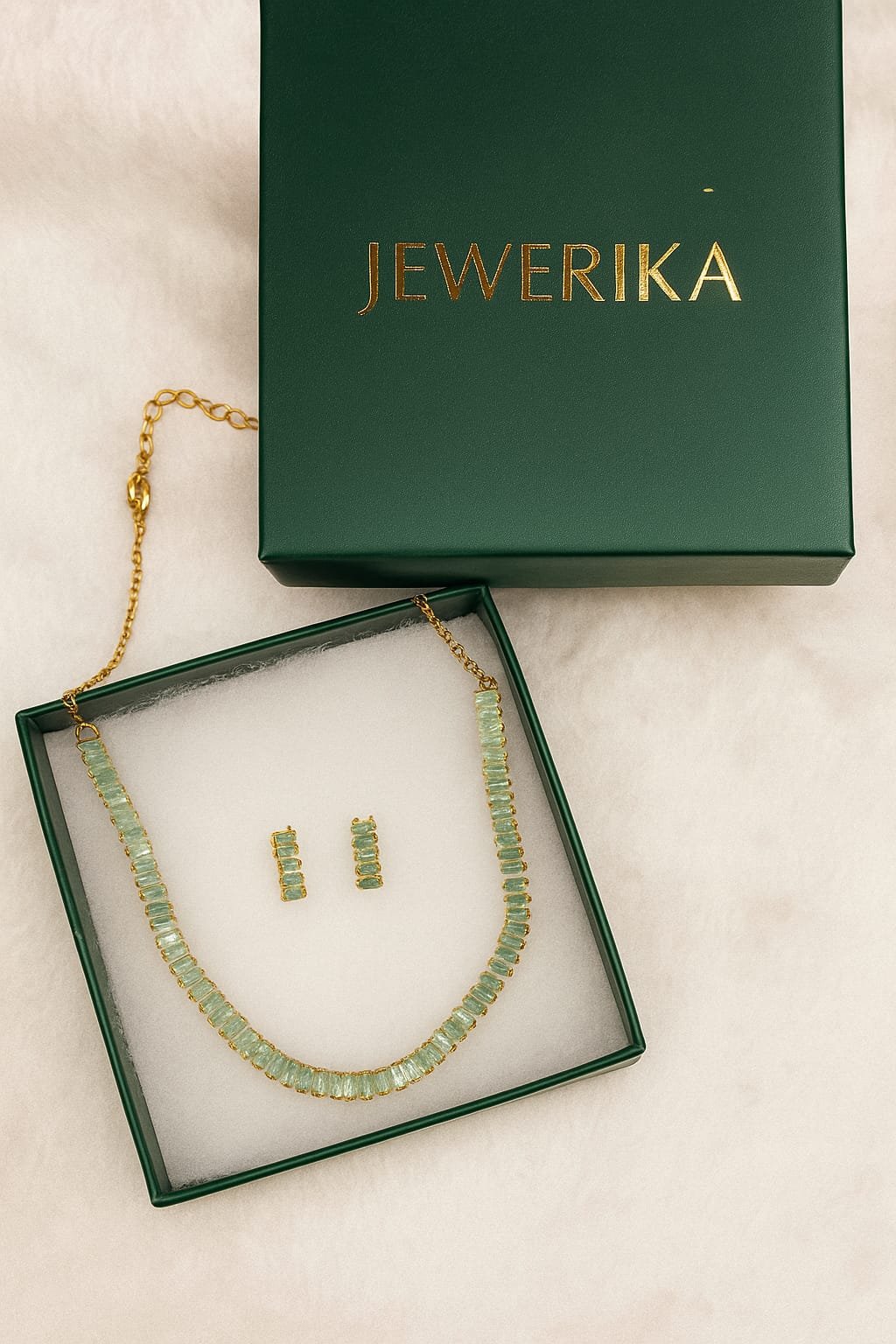 Mint Baguette Necklace Set