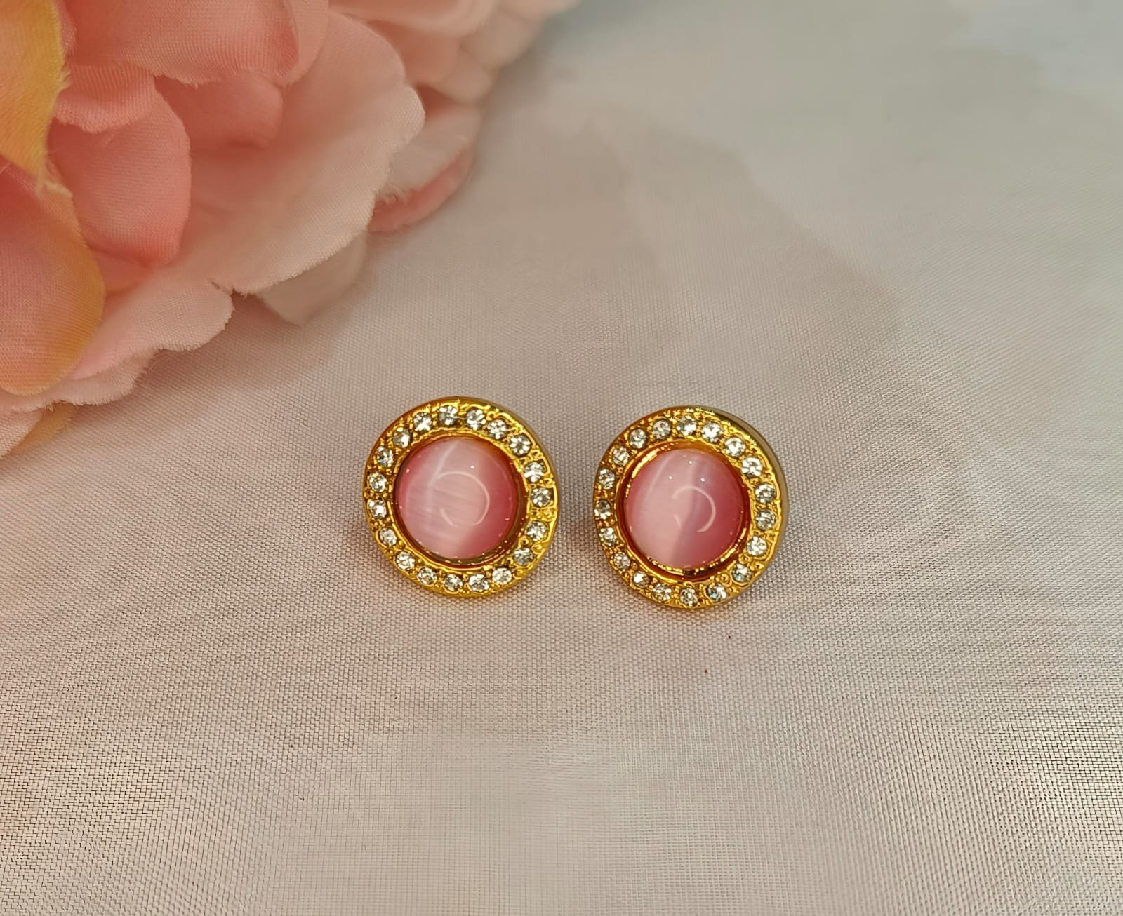 Rose Quartz Halo Studs